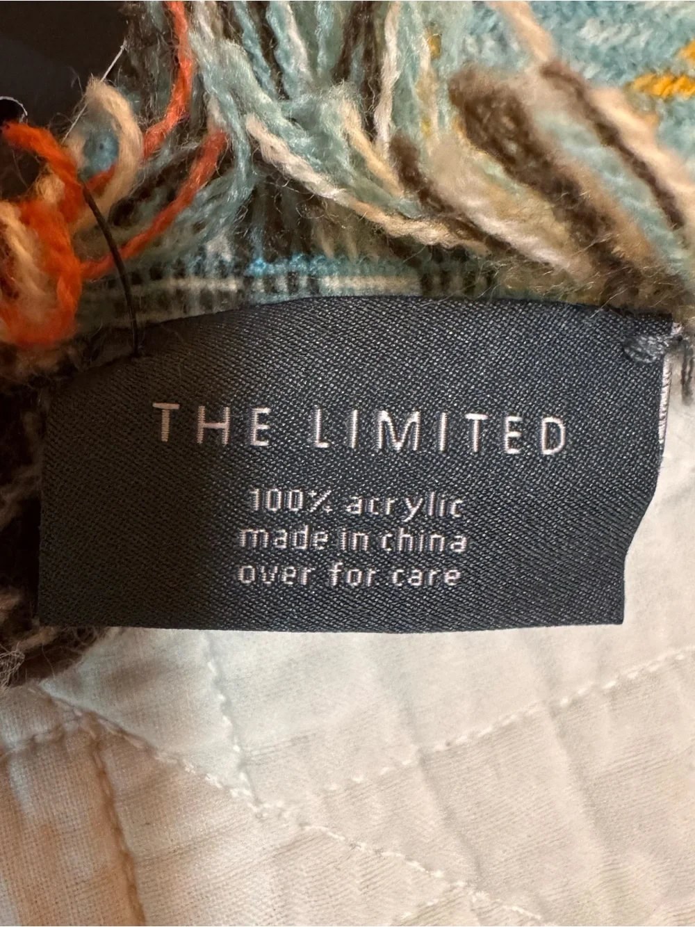 The Limited Orange & Blue Plaid Reversible Shawl Wrap Scarf